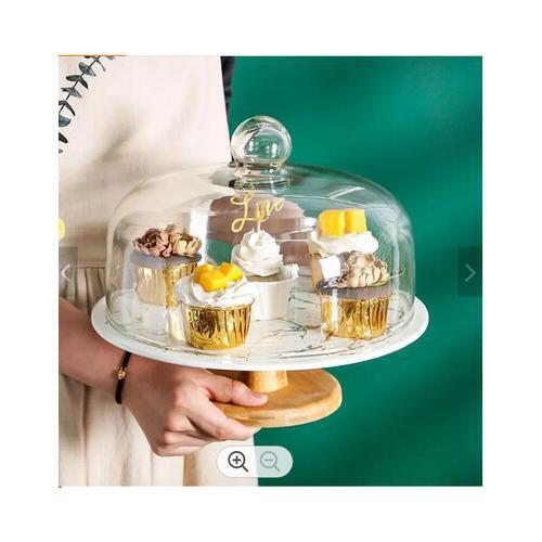 Ceramic glass dome cake stand - glass,