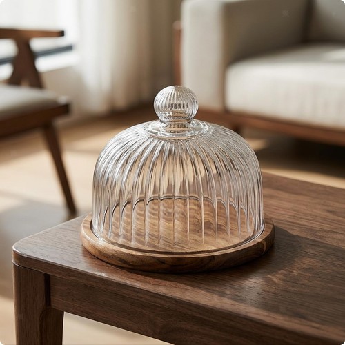 Fluted cake dome - cake, wooden