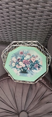 Vintage floral glass - vintage, cake